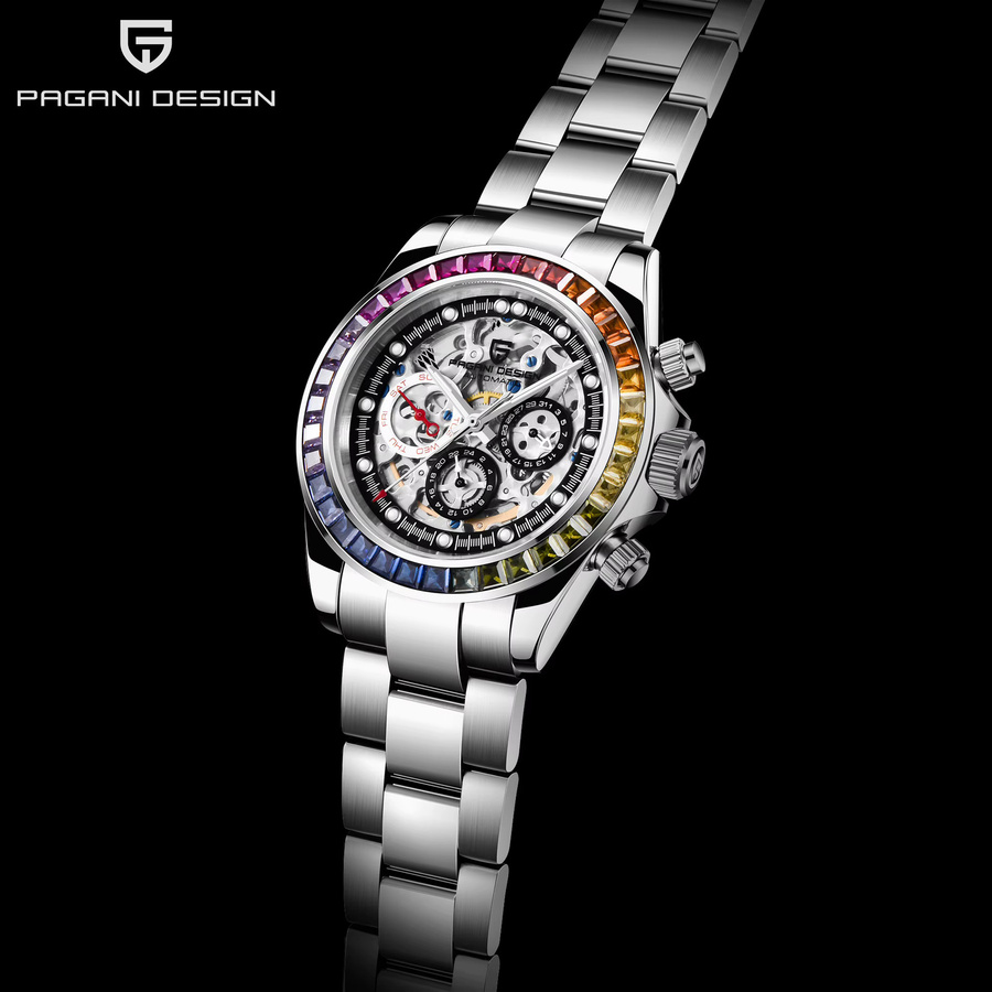 PAGANI DESIGN Armbanduhr Automatik, Edelstahl, Diamantbesetzt, Herren - Bild 5