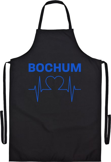 Grillschürze multifanshop Bochum Herzschlag Druck Blau - Bild 1