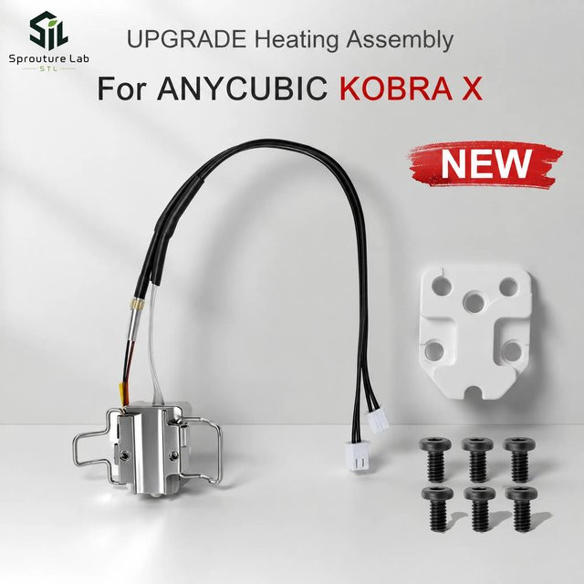 Anycubic Kobra X Upgrade-Kit mit Keramikheizung, Thermistor, Düse und Vollmetallblock in Silber - Bild 1