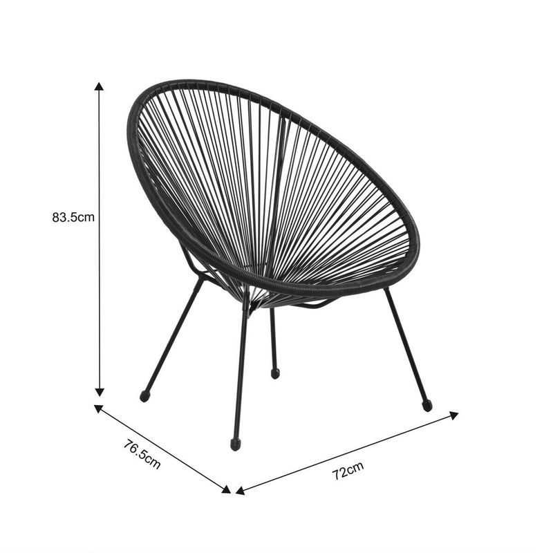 POCOline Gartenstuhl Acapulco in Schwarz aus Polyratten und Stahl, B/H/T: 73 x 84 x 76 cm - Bild 2