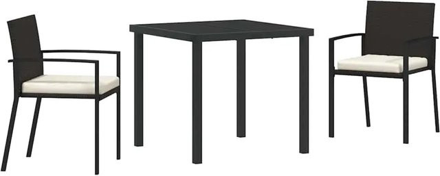 vidaXL 3-teilige Garten-Essgruppe aus Poly Rattan und Stahl in Schwarz - Bild 1