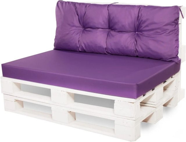 Setgarden Mix Palettenkissen Set in Violett mit Sitzkissen und Rückenkissen, gesteppt und mit abnehmbarem Bezug, B/T/H: 120 x 50 x 10 cm sowie 120 x 50 cm - Bild 1
