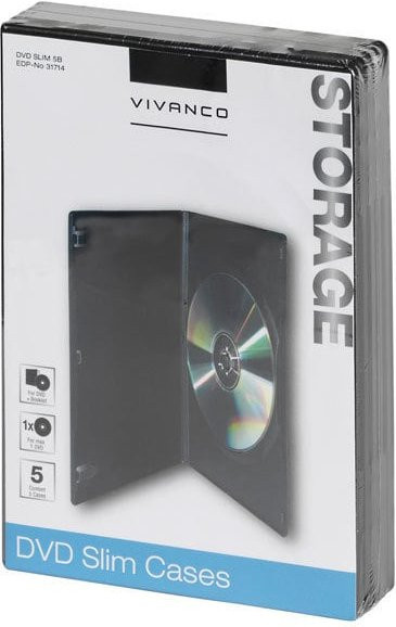 Vivanco DVD Slim Case 5er Pack Schwarz Transparent - Bild 1