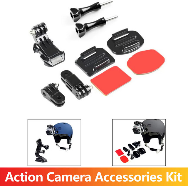 EXSKOF Helm Mount Adapter mit J-Haken Basis und Schraube für GoPro Hero 13 12 11 10 9, AKASO, SJCAM, Insta360 und DJI Osmo Action Kameras, Schwarz - Bild 1