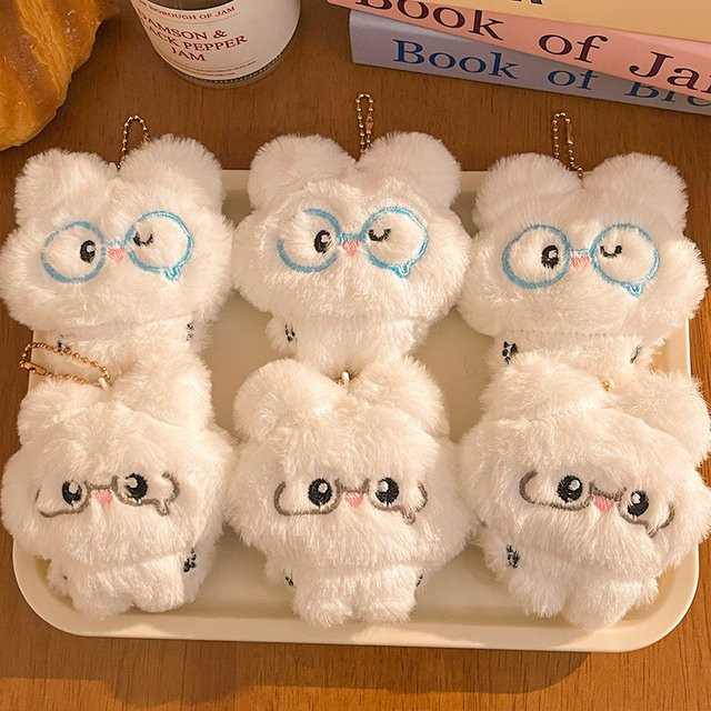 GSF Plüsch-Anhänger, kleiner Bär, kleiner Hase, Stoffpuppe, Weiß - Bild 1