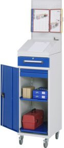 Rau Beistellschrank Stehpult 04 mit Türen, Schubladen und Schloss, mobil, B/T/H: 45 x 52 x 123,5 cm - Bild 1