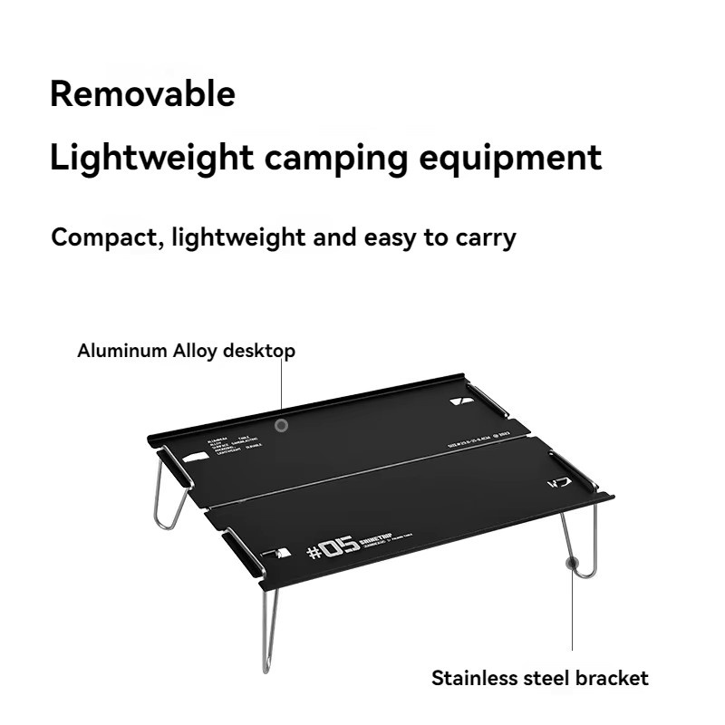 ShineTrip Leichter Outdoor-Klapptisch aus Aluminiumlegierung in Grau, Tragbarer Zweiteiliger Teetisch und Grill-Couchtisch - Bild 2