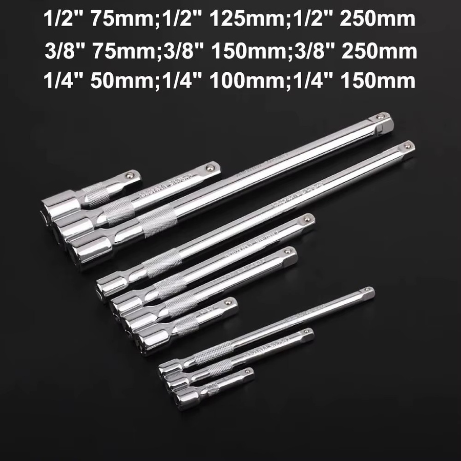 Professioneller Steckschlüssel-Verlängerer für Ratschen in den Größen 1/4", 3/8" und 1/2" in Silber - Bild 5