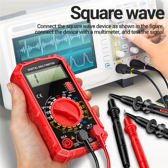 ANENG SZ308 Digitales Multimeter mit Rechteckwellen-Tester, AC/DC Spannung und 10A Strommessung, HFE Triode und Buzzer, Farbe: Rot - Bild 1