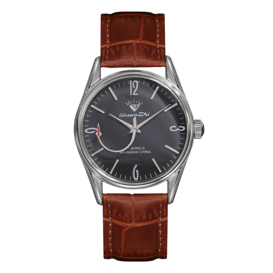HEIMDALLR Analoguhr, Handaufzug, 38 mm, Leder, Schwarz, Herren - Bild 5