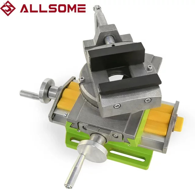 Allsome 2-in-1 Schraubstock aus Aluminiumlegierung in Silber mit drehbarem Basissystem für Compound-Arbeiten, Fräsen und Bohren - Bild 1