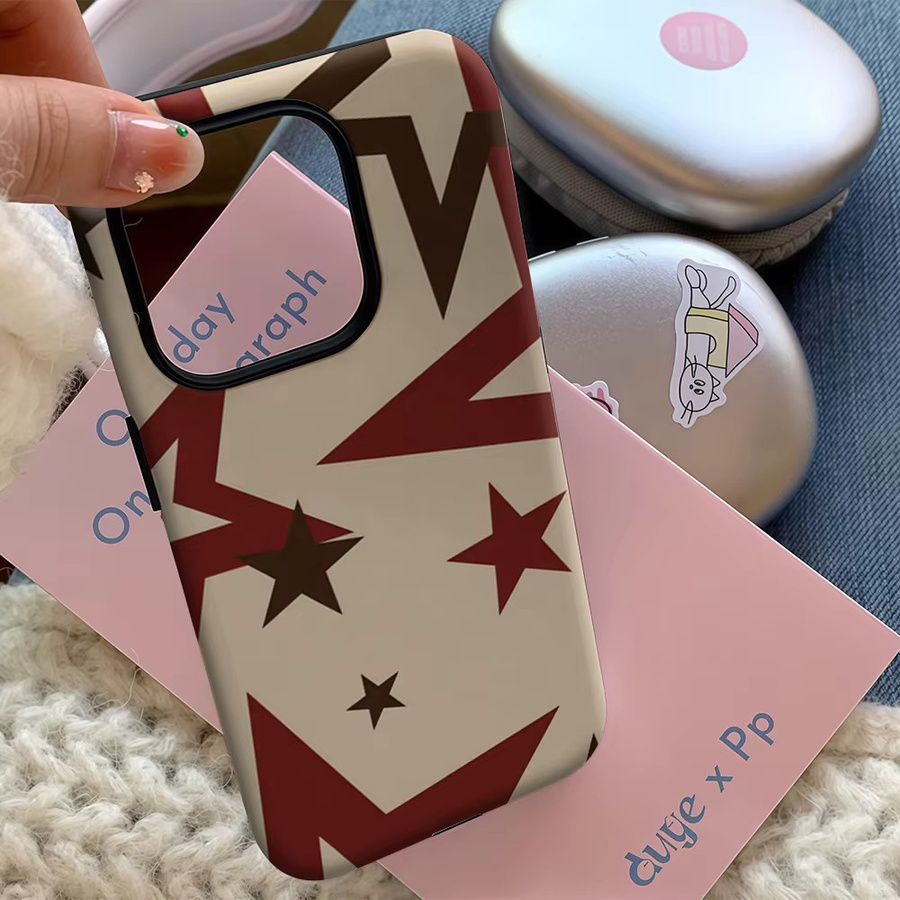 Handyhülle mit Retro-Sternmuster für iPhone 11 bis iPhone 17 Pro Max Plus in Multicolour mit doppelschichtiger Rückseite von Potdemiel - Bild 5