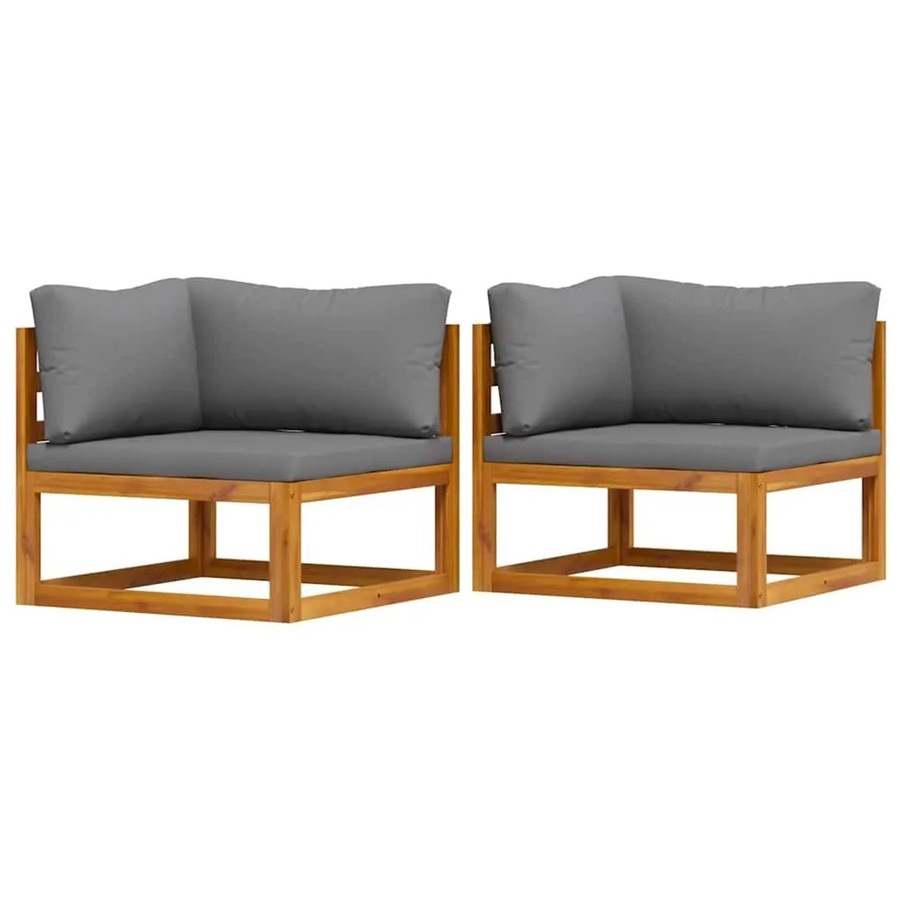 vidaXL Modular-Ecksofa Set aus 2 Stück in Dunkelgrau mit Stoffbezug und Massivholzrahmen aus Akazienholz - Bild 2