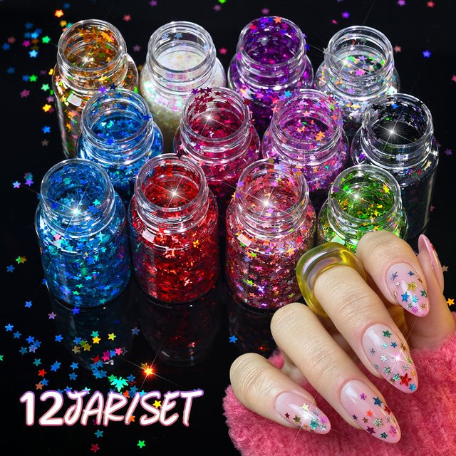 MAFANAILS Nagelglitzer Stern-Pailletten, 7g, Holographisch, Glänzend - Bild 1