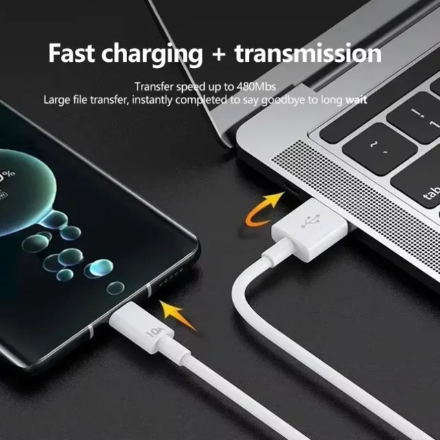 Universelles 120 W USB Typ C Ladekabel mit 10 A für Xiaomi Samsung und Huawei, Farbe: Weiß - Bild 1
