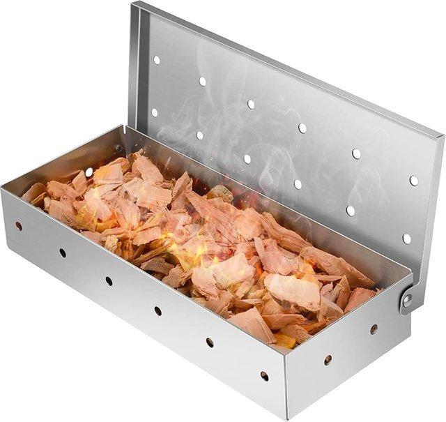 LMETJMA Camping-Räucherbox aus Edelstahl in Silber für Fleisch und Grillgut mit Holzspänen - Bild 1