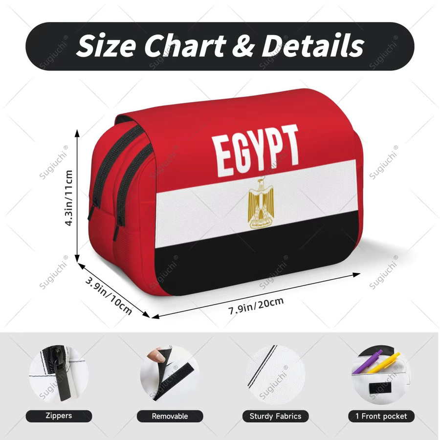 Federmäppchen mit 3D-Ägypten-Flagge aus doppellagigem Oxford-Polyester in Multicolour zur Aufbewahrung von Schreibwaren - Bild 4