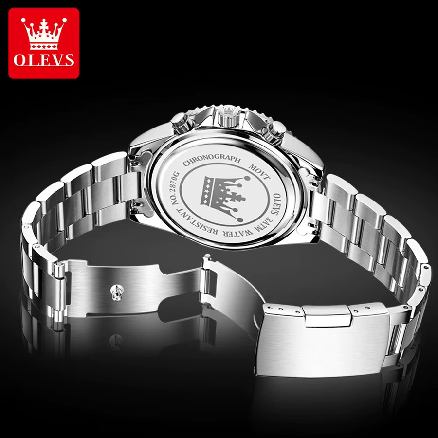 OLEVS Chronograph, Edelstahl, Quarz, Grün, Herren - Bild 2