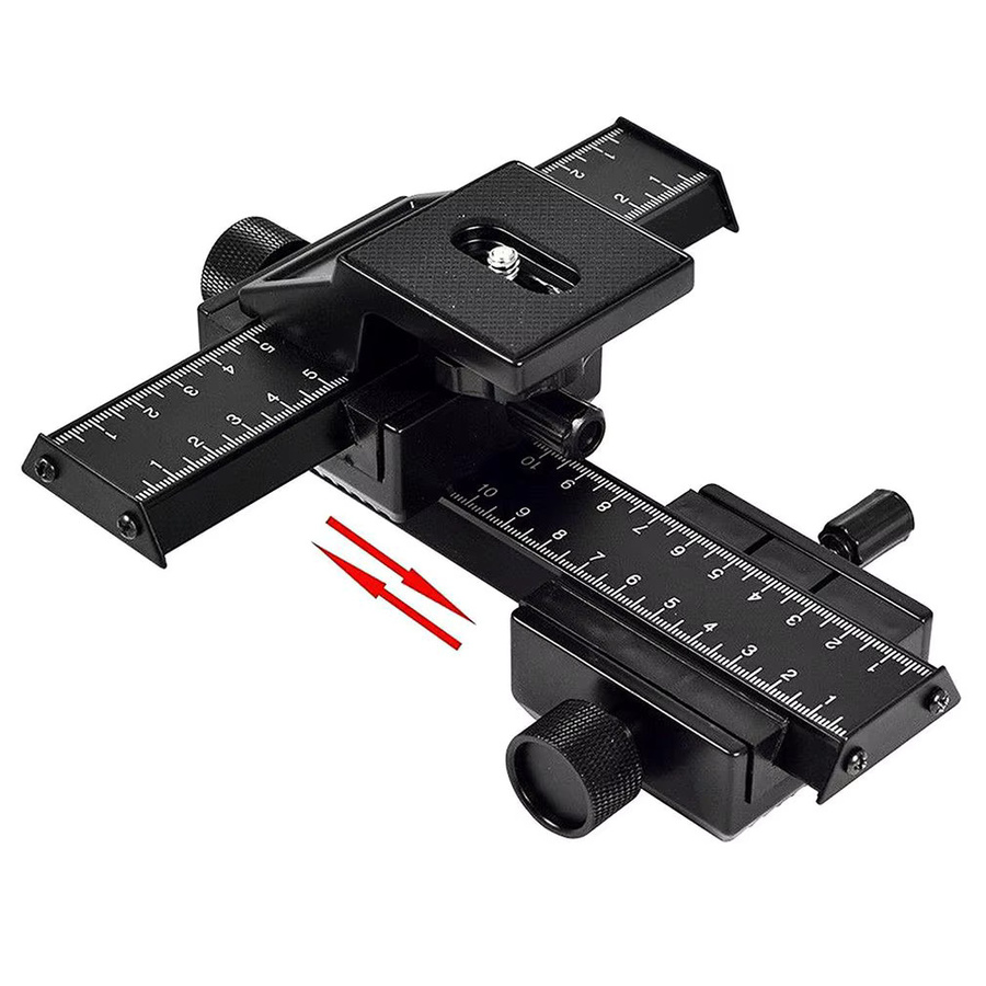 OEING 4-Wege-Makro-Fokusführungsschiene für digitale Spiegelreflexkameras in Schwarz mit 1/4-Zoll-Schraubgewinde aus Aluminium - Bild 2
