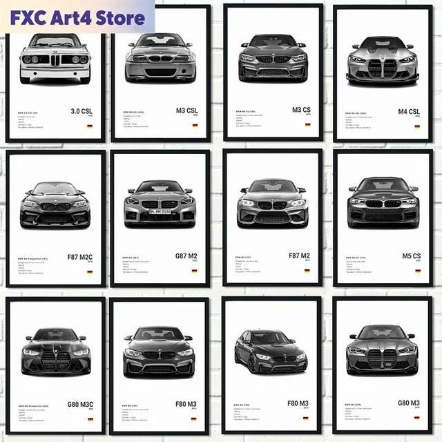 Rahmenlose Leinwandbilder mit Motiven von M5 CS G80 M3 und M3 CSL E36 E39 als moderne Wandkunst von Rastar - Bild 1