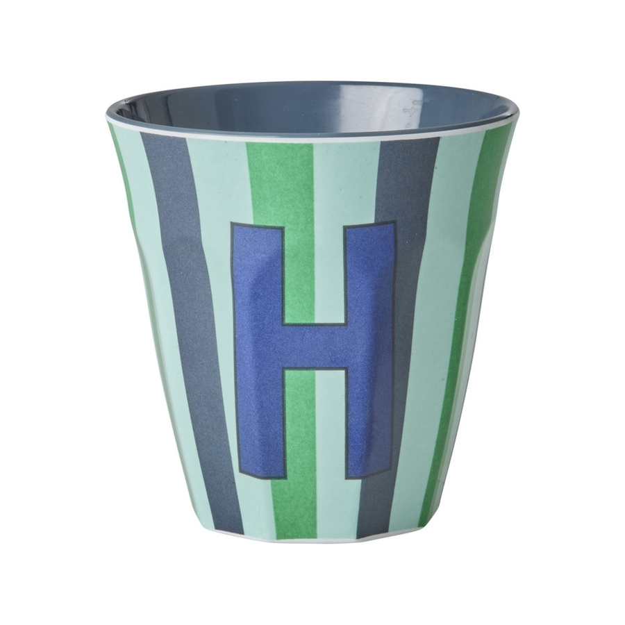 Rice Melamin Becher Buchstabe H mit Streifen in Blau, 250 ml - Bild 1
