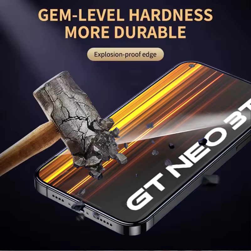 3er-Set gehärtetes Glas als Displayschutz für Realme GT Neo 3T, transparent, kompatibel mit Fingerabdruck-Scanner - Bild 5