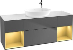 V&B Waschtischunterschrank Finion mit Wandbeleuchtung, Anthrazit lackiert, Breite: 160 cm, Tiefe: 50,1 cm, Höhe: 50,1 cm - Bild 1