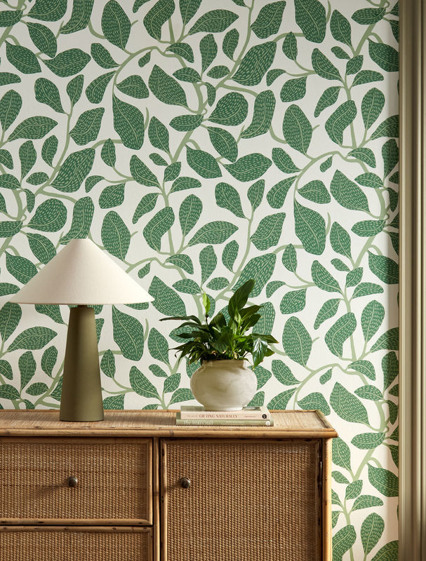 Scion Tapete Sweet Bay Forest in Grün mit botanischem Naturmotiv und floralem Mid-Century Design als Vlies-Tapete - Bild 3