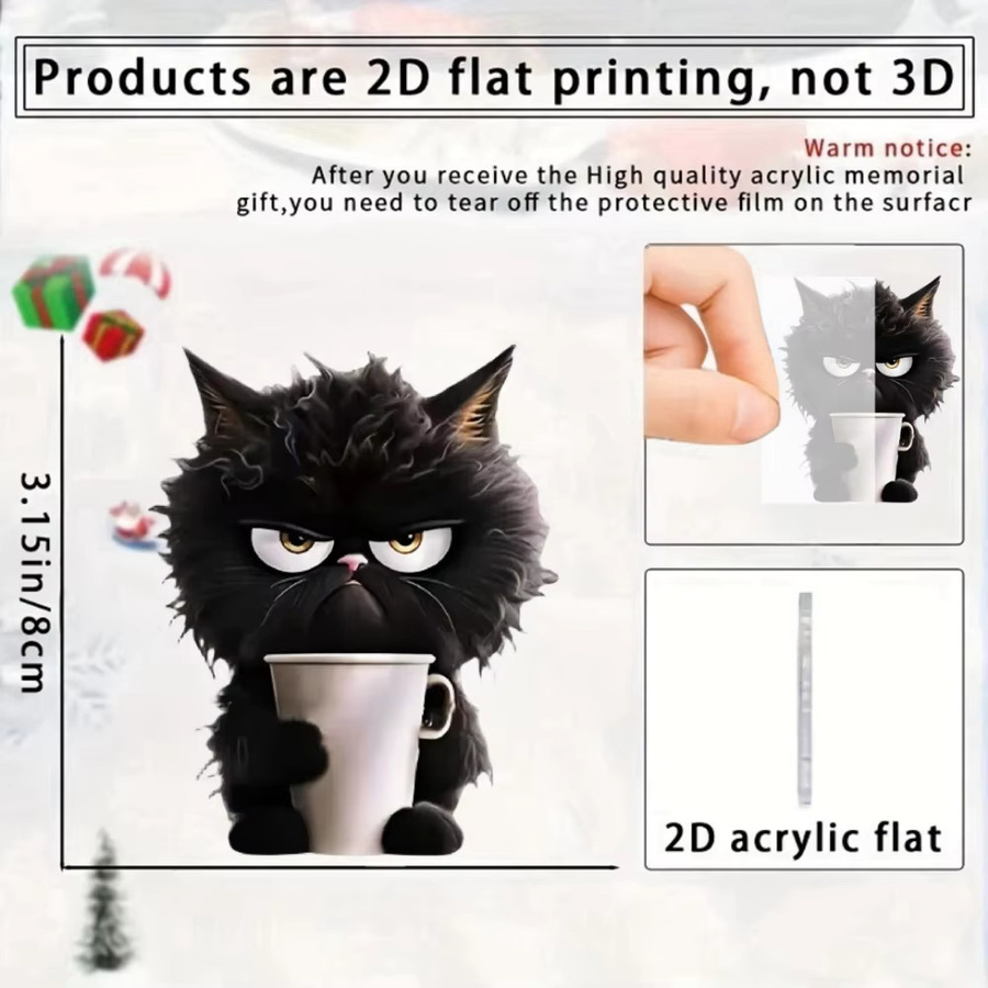 2D Fun Coffee Schlüsselanhänger, Schwarze Katze, Acryl, Unisex - Bild 6