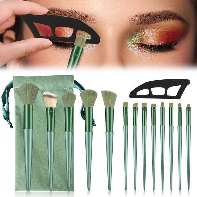 Lidschatten-Schablonen- und Pinsel-Set, 15-teilig, Unisex - Bild 1