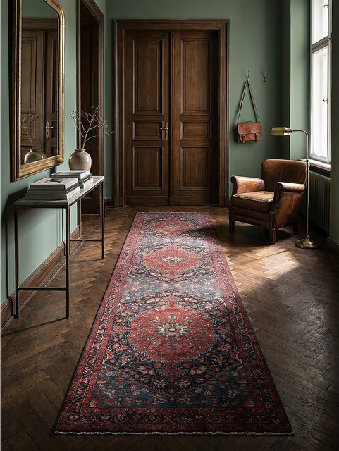 Waschbarer Läufer HURST Kadima Design in Rot mit Medaillon-Muster, B/T: 60 x 230 cm - Bild 1