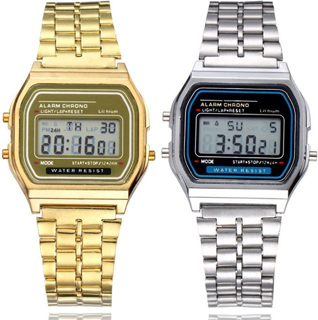 RUNERR Digitaluhr, Edelstahl, Schwarz, Roségold, Gold, Herren - Bild 1