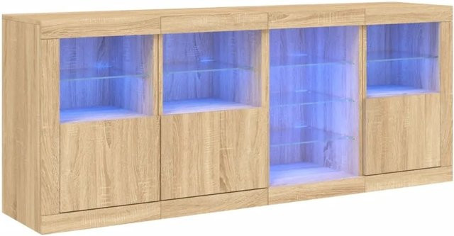 vidaXL Sideboard in Sonoma-Eiche mit integrierter LED-Beleuchtung, modern, B/T/H: 164 x 37 x 67 cm - Bild 1