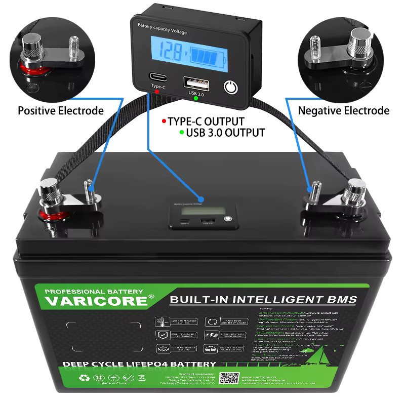 Varicore Lithium-Eisenphosphat-Batteriepack 12,8V 100Ah in Schwarz mit Wechselrichter und Ladegerät für Solaranlagen und Wohnmobile - Bild 6