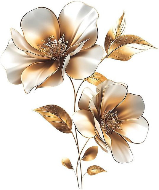 Selbstklebender MIU-C Wandaufkleber mit goldenem Blumenmuster in Beige, B/H: 40 x 60 cm - Bild 1