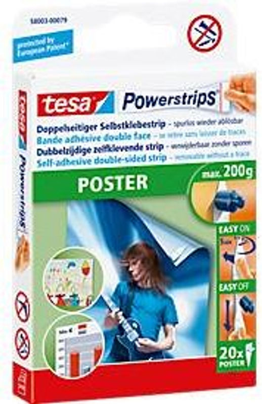 tesa Powerstrips Poster doppelseitiger Klebestreifen Weiß 20 Stück - Bild 4