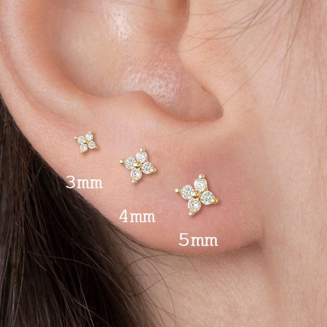 Mariasz Ohrstecker, Blume, Zirkonia, Gold, Damen - Bild 1