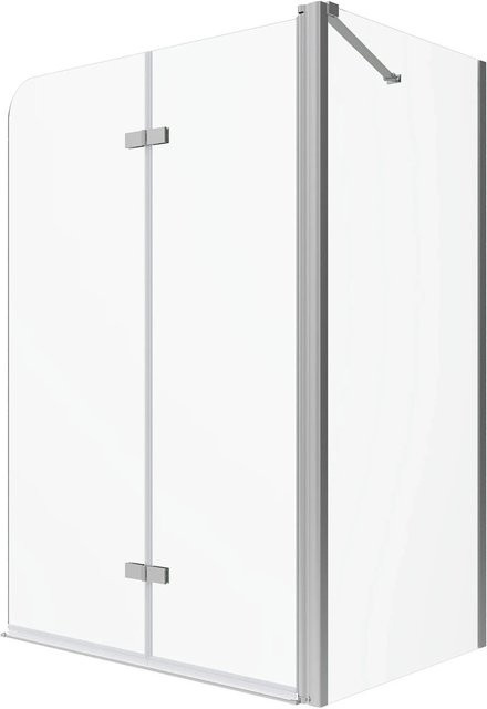 Aquabatos Badewannenaufsatz Duschabtrennung mit Seitenwand, Glaswand aus ESG mit Nano-Beschichtung, Farbe: Klar, B/T/H: 120 x 70 x 140 cm - Bild 1