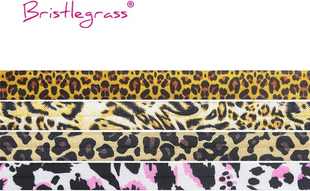 BRISTLEGRASS Elastisches Spandex-Satinband mit Leopardenmuster in Multicolour für DIY Nähzubehör, Breite: 1,5 cm, Länge: 4,57 m - Bild 1