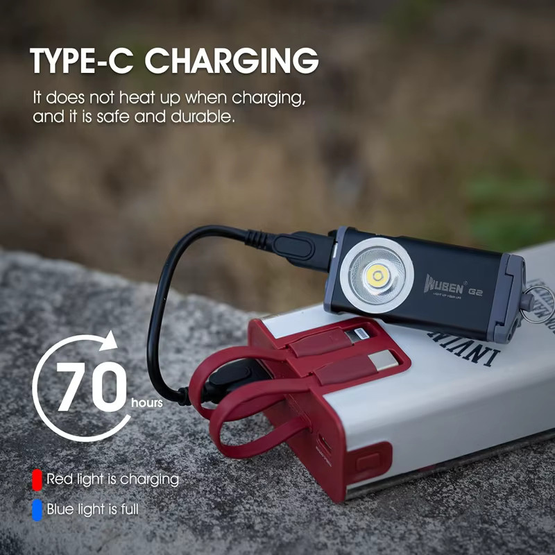 WUBEN G2 Mini-Schlüsselanhänger-Licht, 500 Lumen, wiederaufladbare EDC-LED-Taschenlampe mit Typ-C-Anschluss und Magnet, tragbar - Bild 6