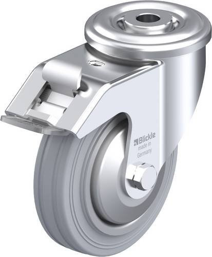 Blickle Lenkrolle LER-VE 100R-FI-SG-FA mit Feststeller, Farbe Silber, Rad-Durchmesser: 10 cm, Tragfähigkeit: 70 kg - Bild 1