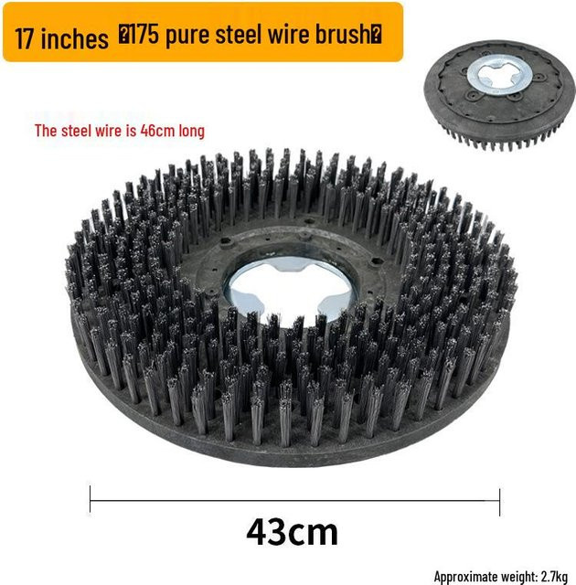 Jieba BF522 Stahlbürste für Bodenreinigung aus Edelstahl in Schwarz, Durchmesser: 43,18 cm - Bild 1