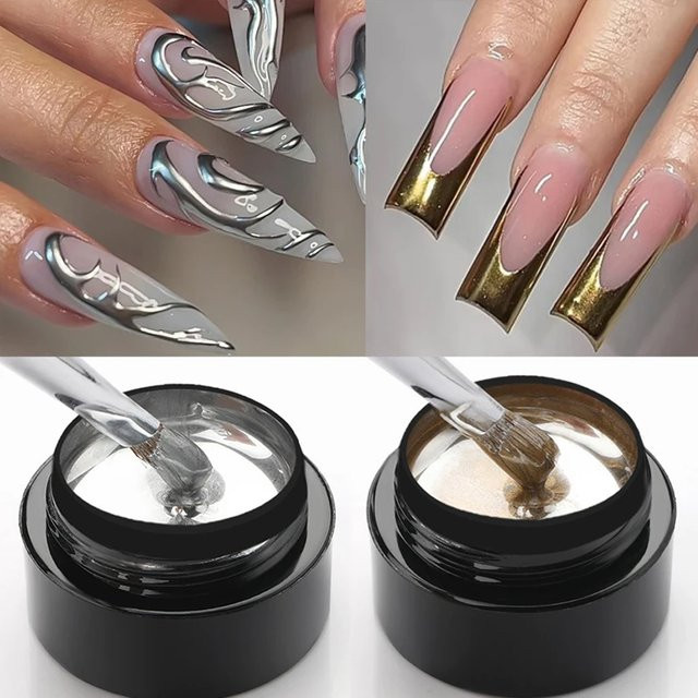 Full Beauty Metallic Nagellack, Gold Silber Roségold, Spiegel-Effekt - Bild 1