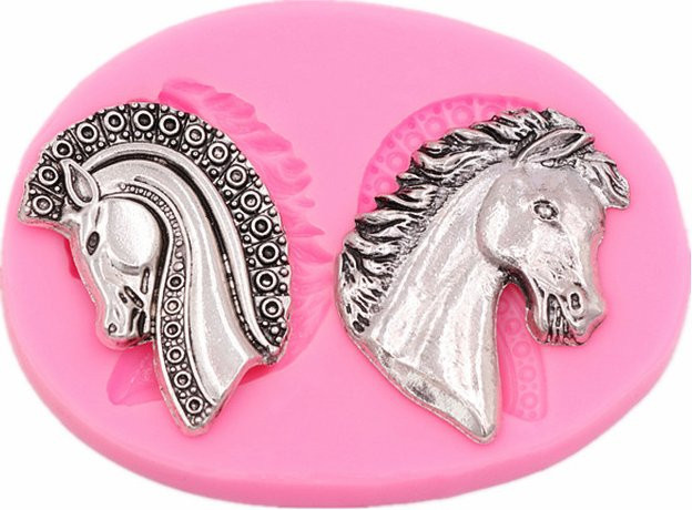 Silikonbackform Doppel-Pferdekopf in Pink für Schokolade und Kuchen von TUTULE - Bild 1