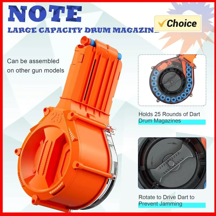 Nerf 25-Dart-Trommelmagazin, Waffenzubehör, kompatibel mit Nerf N-Strike Elite Blaster, 30 Nachfüll-Darts - Bild 4