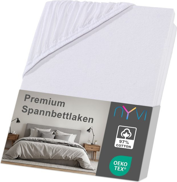 NYVI DreamScience Premium Spannbettlaken aus Baumwolle, Weiß, B/T: 140 x 200 cm - Bild 1