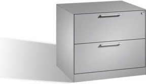 C+P Hängeregistraturschrank Asisto für Hängehefter DIN A4, 2 Schubladen, zweibahnig, Weißaluminium/Grau, B: 60,0 cm, H: 71,0 cm, T: 80,0 cm - Bild 1