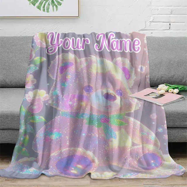 Personalisierte Flaneldecke mit Bären-Motiv von ZIZ in farbenfroh mit individuellem Namen - Bild 1