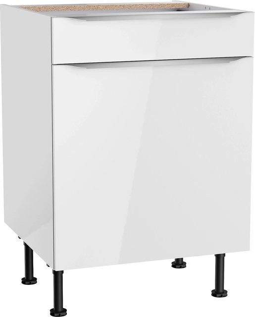 Optifit Küchen-Unterschrank Arvid Weiß glänzend B/T/H: 60 x 58,4 x 87 cm - Bild 1