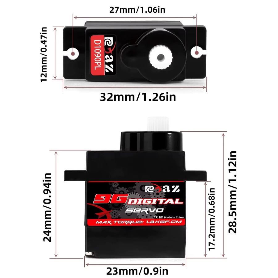 RCXAZ Digitales Servo, 1,6 kg, für RC Starrflügelflugzeug, Roboter, Auto, Boot, Kanalflugzeug - Bild 2